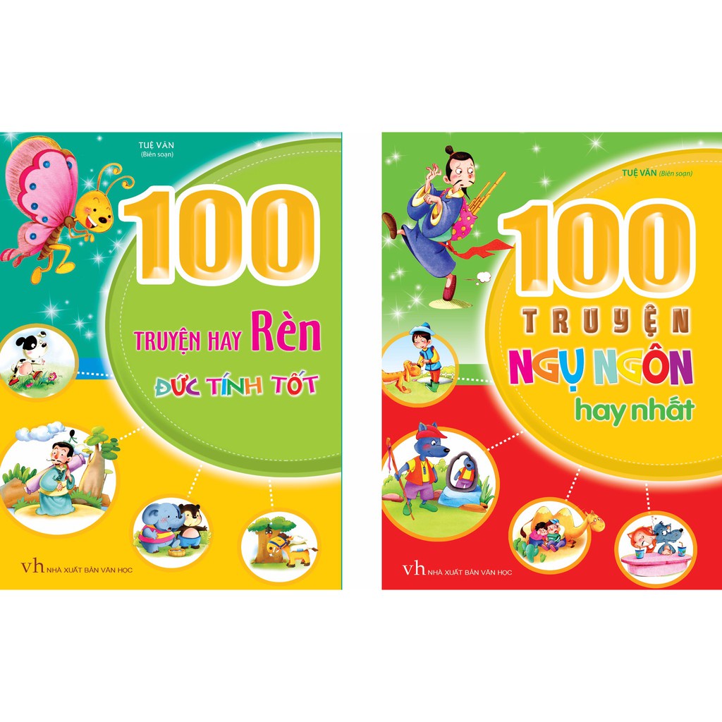 Sách - Combo 2 Cuốn - 100 Truyện Hay Rèn Đức Tính Tốt + 100 Truyện Ngụ Ngôn Hay Nhất  - Minh Long