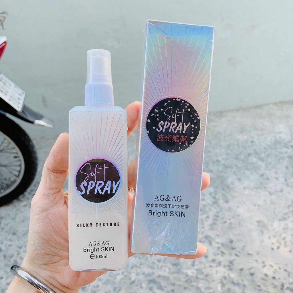 Xịt Nhũ Khóa Trang Điểm Soft Spray AG&AG 100ml Lấp Lánh Lâu Trôi Đẹp Lung Linh
