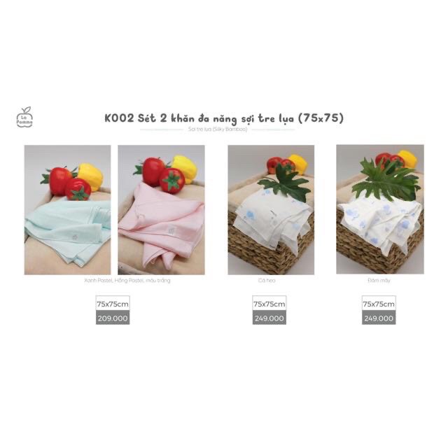 [LA POMME] SET 2 KHĂN ĐA NĂNG SỢI TRE LỤA