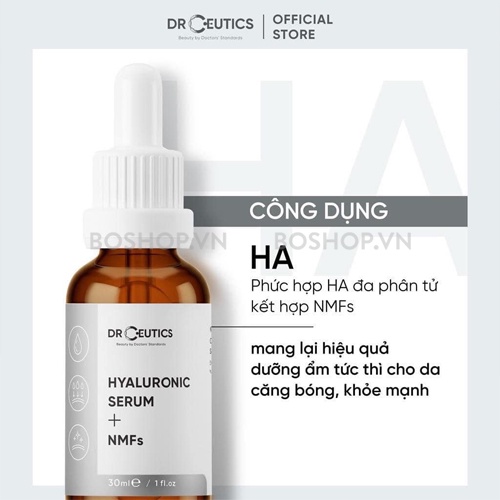 Tinh Chất Basic HA Hydration, Hyaluronic Serum + NMFs DrCeutics Cấp Ẩm Và Căng Bóng Da 30ml