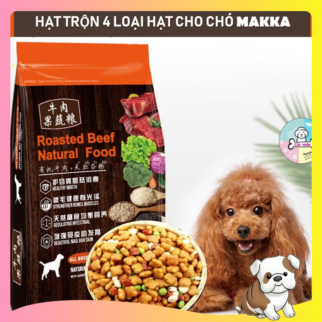 Thức ăn cho chó Makka mix 4 vị 🥩Bò 🥦rau củ 🥛sữa dê, yến mạch (Túi 2.5Kg) phù hợp chó kén ăn