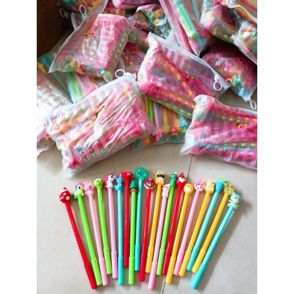 Bút cute đầu thú hoạt hình 3d MỰC TÍM, XANH, ĐEN, ĐỎ