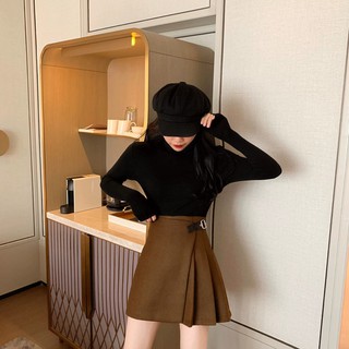 [Lila] Chân váy chữ A xếp li, vạt chéo cài khoá bên hông - TAOBAO