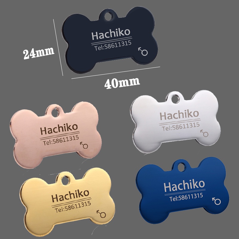 Thẻ Tên Thú Cưng Thẻ Con Chó Xương + Vòng Cổ cho Mèo & Chó