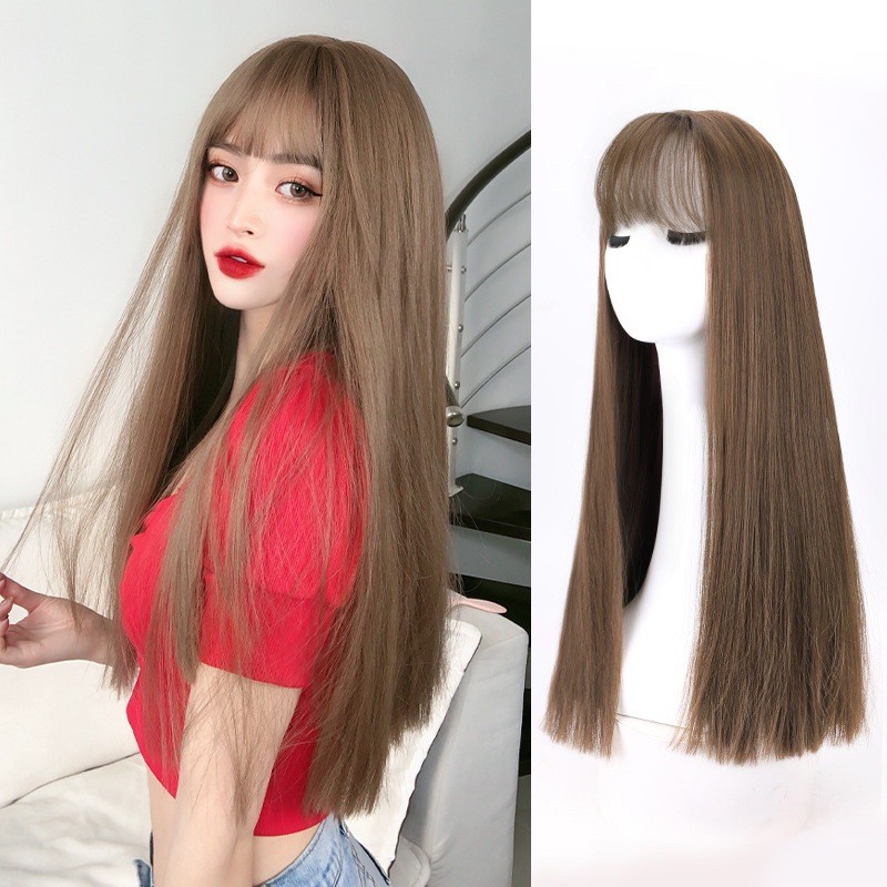 [Mã FAMARAL1 giảm 10K đơn 50K]Tóc giả nữ cả đầuFREESHIPTóc giả nguyên đầu thẳng 60cm