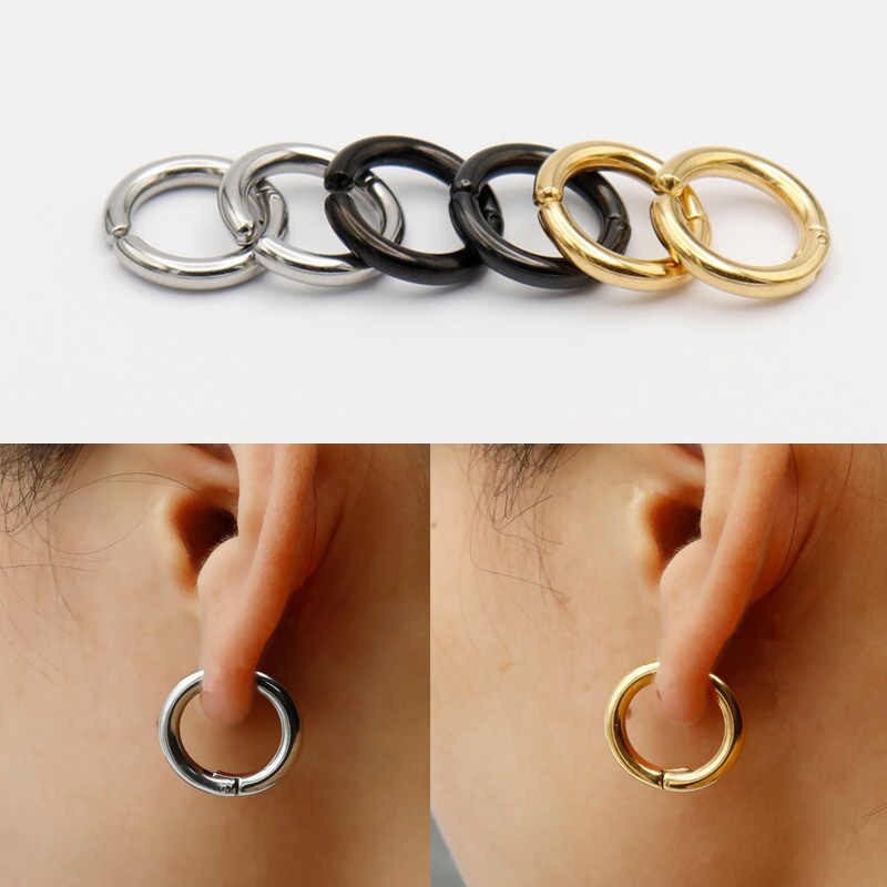 Khuyên, hoa tai kẹp dáng tròn chất liệu thép titan không gì nam nữ unisex Jelishop