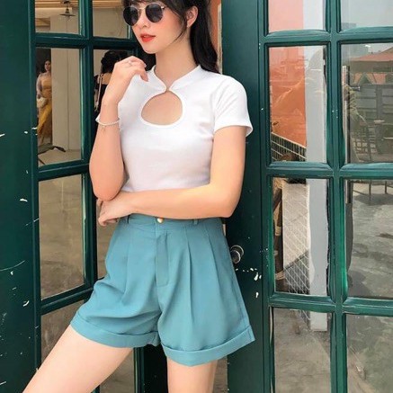 Quần Short Nữ Gập Gấu Chất Vải Tuyết Mưa Năng Động Thoải Mái Minwear