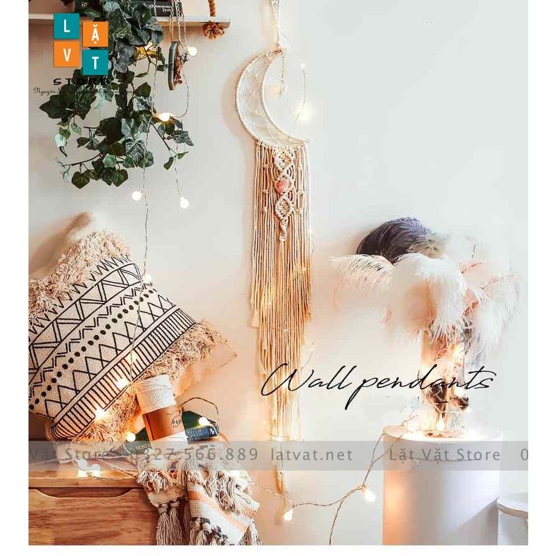 Macrame dệt tay Monternet handmade kiểu Dream Catcher Mặt Trăng Khuyết - thảm dệt tay quà tặng, trang trí, decor home