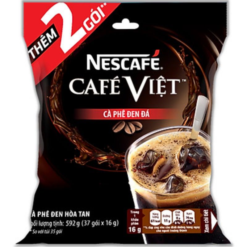 [Giao hỏa tốc] Nescafe Cafe Việt Đen đá - bịch 37 gói * 16g