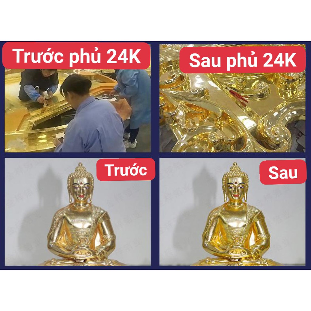 Phủ 24K bảo vệ lá vàng chống xước cao, giữ màu lá vàng, tăng độ bền của lá vàng công nghiệp