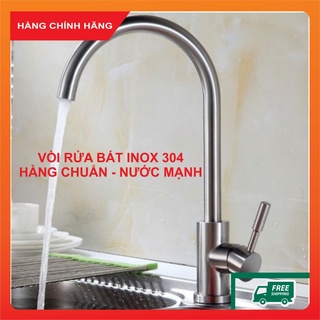 Vòi rửa bát nóng lạnh inox 304 xịn, vòi chậu rửa bát inox chuẩn không rỉ