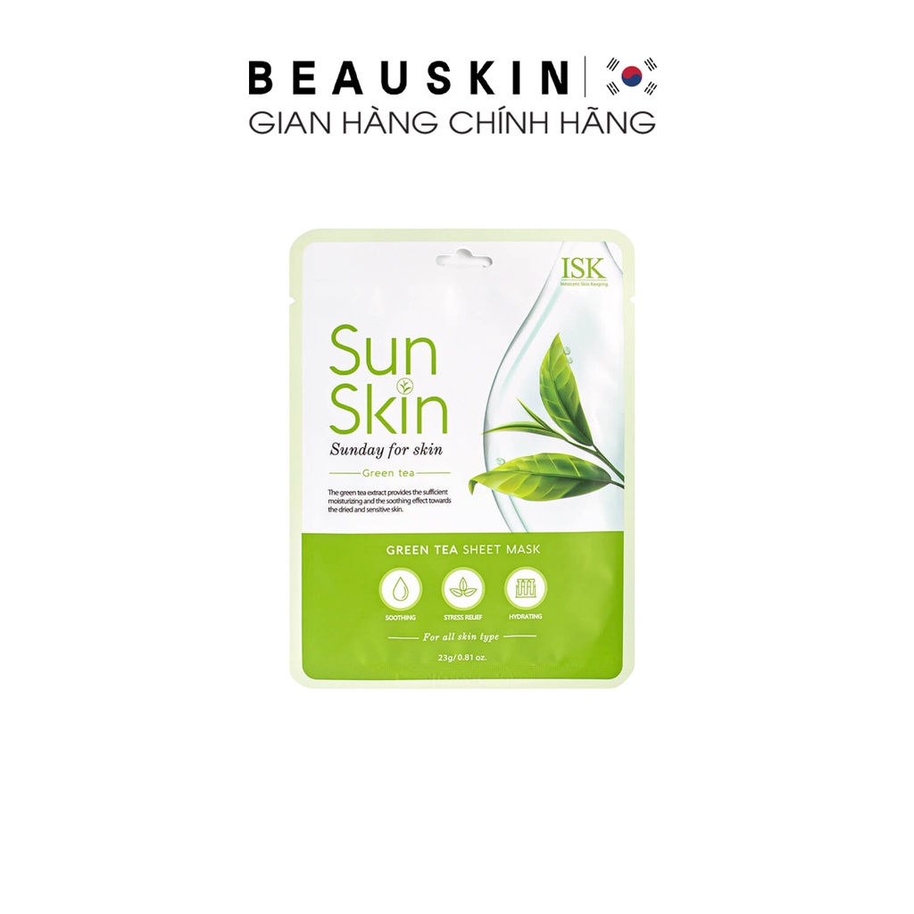 Mặt Nạ Trà Xanh ISK SunSkin Green Tea Sheet Mask Giảm Mụn, Sáng Da, Sạch Bã Nhờn 23ml - IMASK0100110