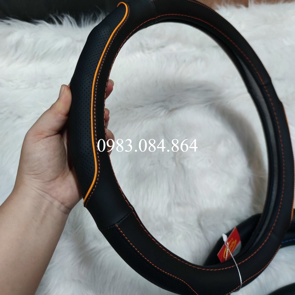 Bọc vô lăng ô tô 104 - bọc vô lăng da cao cấp kẻ viền nhiều màu bao ôm bao khít vô lăng size 38