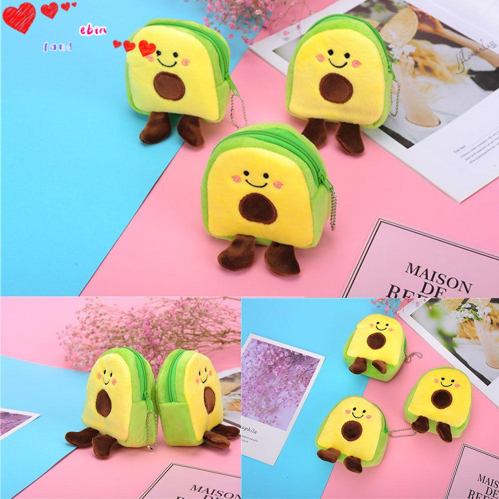 Ví mini đựng tiền xu/ son môi/ tai nghe kiểu trái cây nhồi bông đáng yêu có dây kéo gắn móc khóa