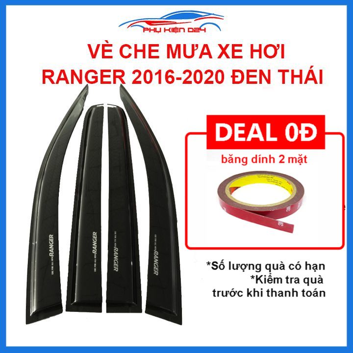 Vè mưa Ranger 2016-2017-2018-2019-2020 vè đen che mưa bảo vệ trang trí xe