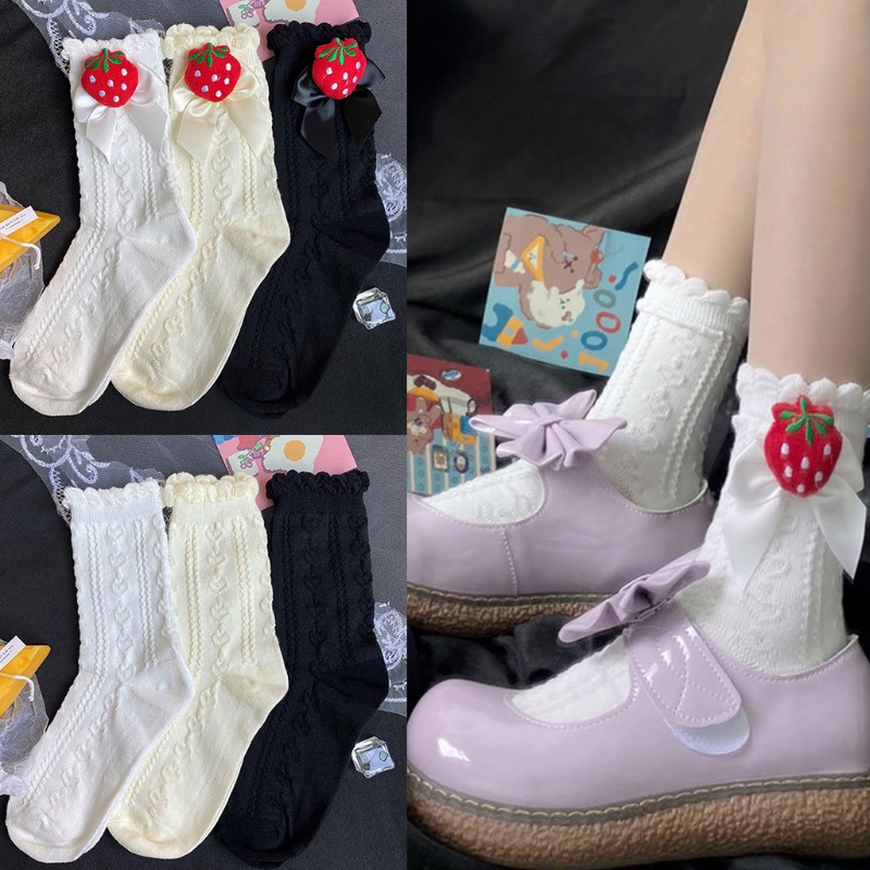Tất Dệt Kim Phối Nơ Phong Cách Lolita Đáng Yêu Cho Nữ