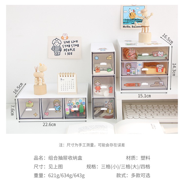 Kệ đựng bút trong suốt nhiều ngăn hộp đựng bút hộp đựng bút trang trí bàn học Desk Decor Decorme