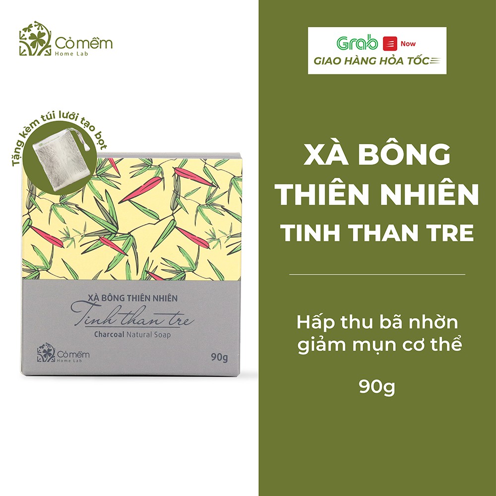 Xà Bông Thiên Nhiên Than Tre Thải Độc Da Cỏ Mềm 90g