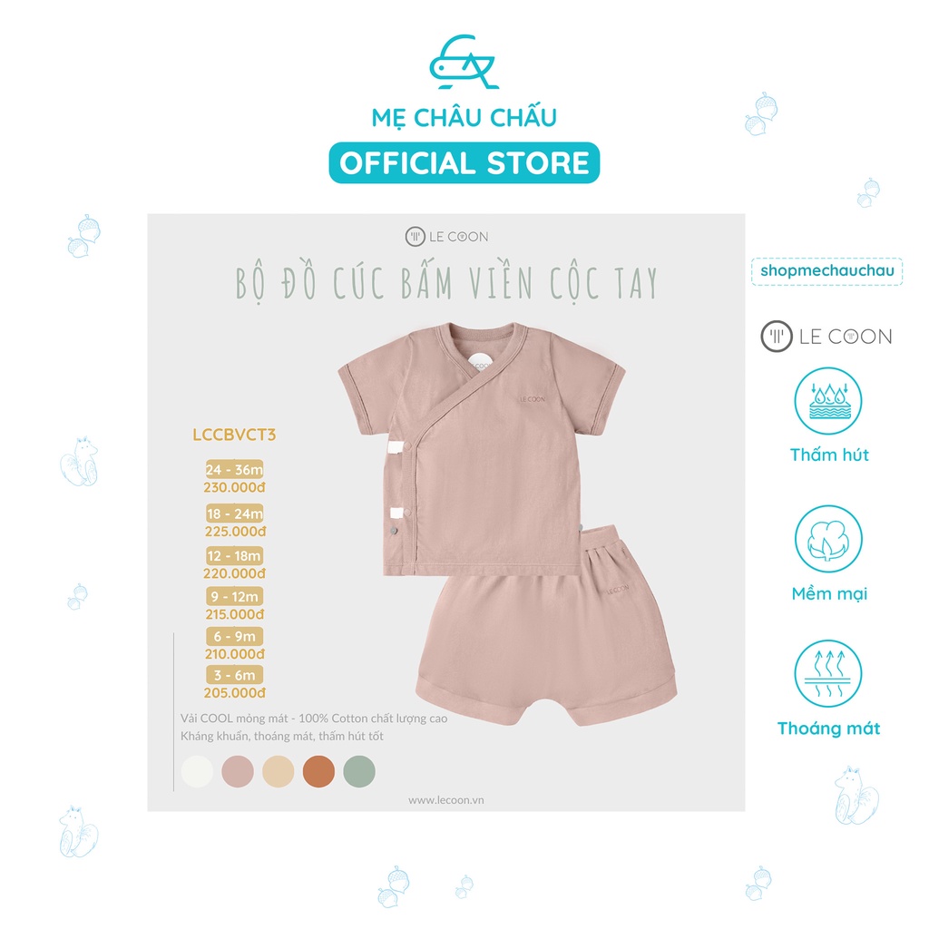 Bộ Đồ Cúc Bấm Viền Cộc Tay Le coon COOL Lecoon