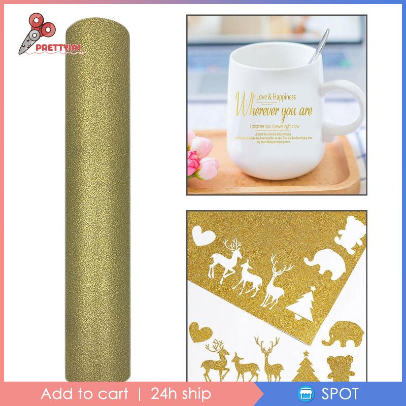 [Prettyia1] Cuộn Giấy Vinyl Truyền Nhiệt HTV Cho Quần Áo Màu Vàng Kim 30x50cm