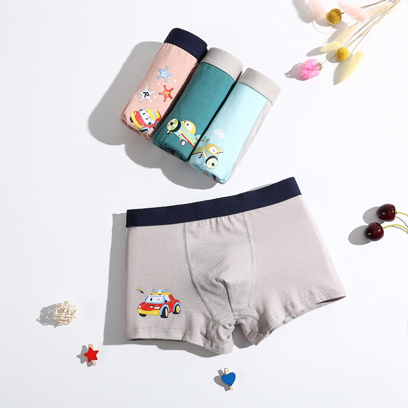 Set 4 quần lót boxer SMY cotton mềm mại thoáng khí họa tiết hoạt hình chất lượng cao dành cho bé trai