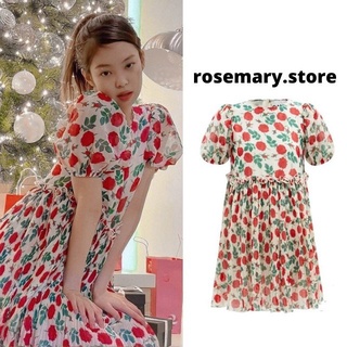 Có sẵn_Váy hoa hồng babydoll xếp ly Jennie