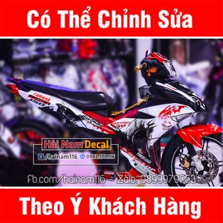 Tem Trùm Exciter 150 Trắng Đỏ Đen Samurai