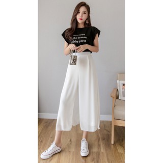 Quần lửng voan xẻ cạp sau chun