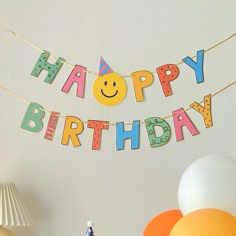 Dây Cờ Happy Birthday Mặt Cười Ngộ Nghĩnh Trang Trí Sinh Nhật - Yori Party
