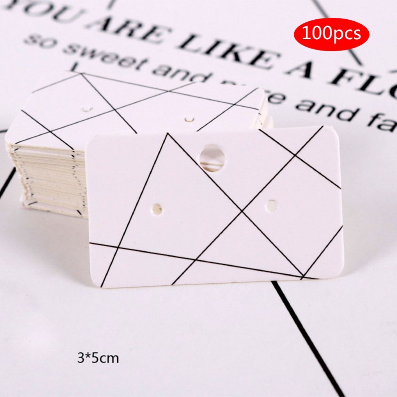 SEL 100Pcs Earrings Pack 3x5cm Ear Stud Card Jewelry Display Hang Tag Label Printing