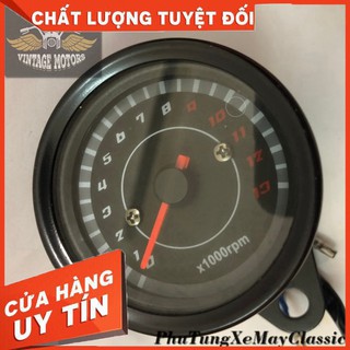 Đồng hồ xe máy classic - đồng hồ độ đo tua máy classic màu đen -ptvt ch