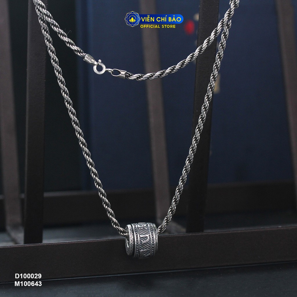 Mặt dây chuyền bạc nam, vòng cổ Lục Tự Chân Ngôn Tròn Bạc Thái chất liệu bạc Thái 925 thương hiệu Viễn Chí Bảo M100643