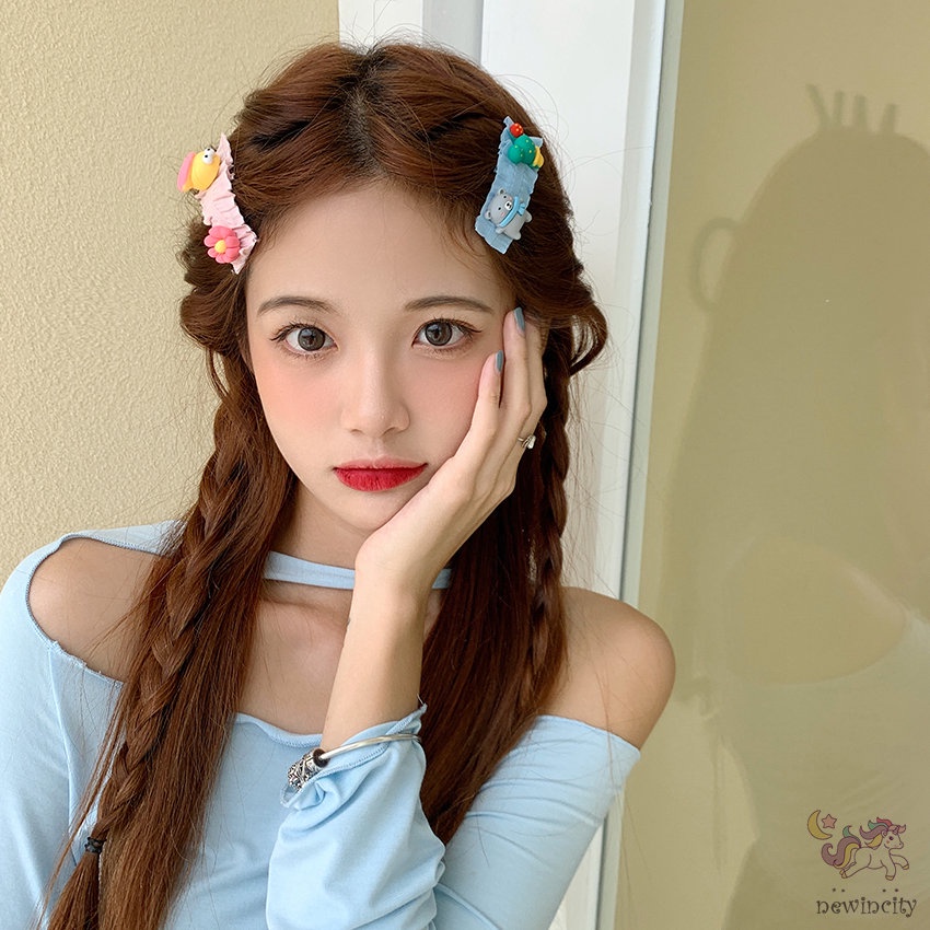 Kẹp tóc họa tiết hoạt hình màu kẹo phong cách Hàn Quốc thời trang dành cho bé gái