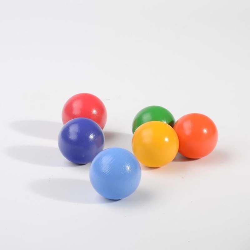 Set 6 quả bóng gỗ cầu vồng đường kính 45mm giáo cụ montessori