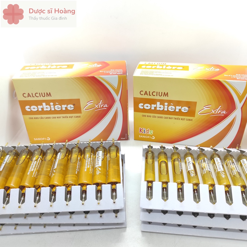 Calcium Corbiere Extra Mẫu Mới & Calcium Corbiere Extra Kids - Bổ Sung Canxi - Hộp 30 ống