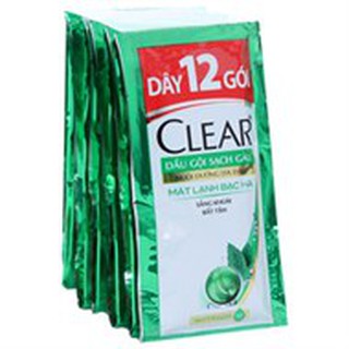 Dầu gội Clear Sạch gàu Mát lạnh bạc hà gói 6g (dây 10 gói)