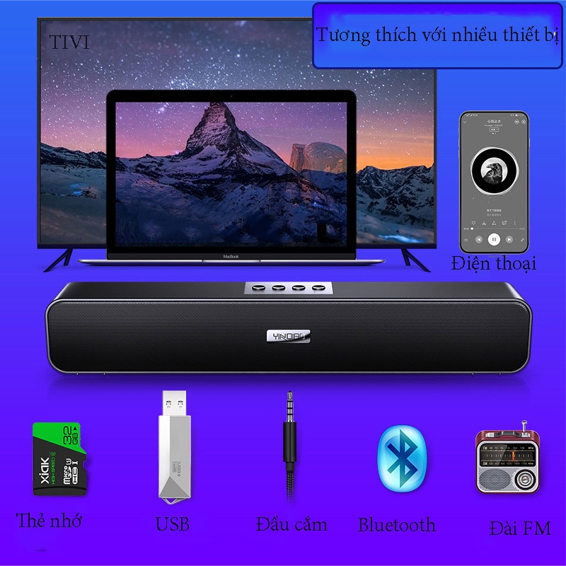 Loa Bluetooth A36 Cao Cấp, Siêu Bas, Âm Thanh Vòm, Tích Hợp Nhiều Chức Năng, Có Khe Cắm USB, Thẻ Nhớ, Pin Dùng 10 Tiếng.