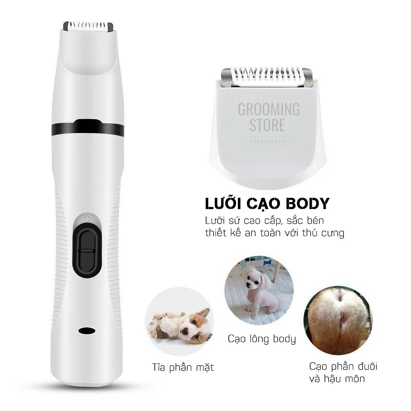 (BZ-801) Tông đơ cắt lông chó mèo 3in1 - cạo bàn chân - cắt tỉa - mài móng - Grooming Store