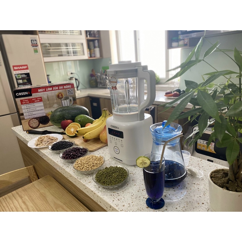 Máy Làm Sữa Hạt Đa Năng Creen BA-138 Plus dung tích 1.75L, Công Suất 1600W, Bộ Giảm Âm Thông Minh (Chính Hãng, BH 24th