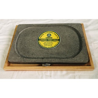 Đá Nướng Thịt Núi Lửa Hình Chữ Nhật Kèm Khay Gỗ