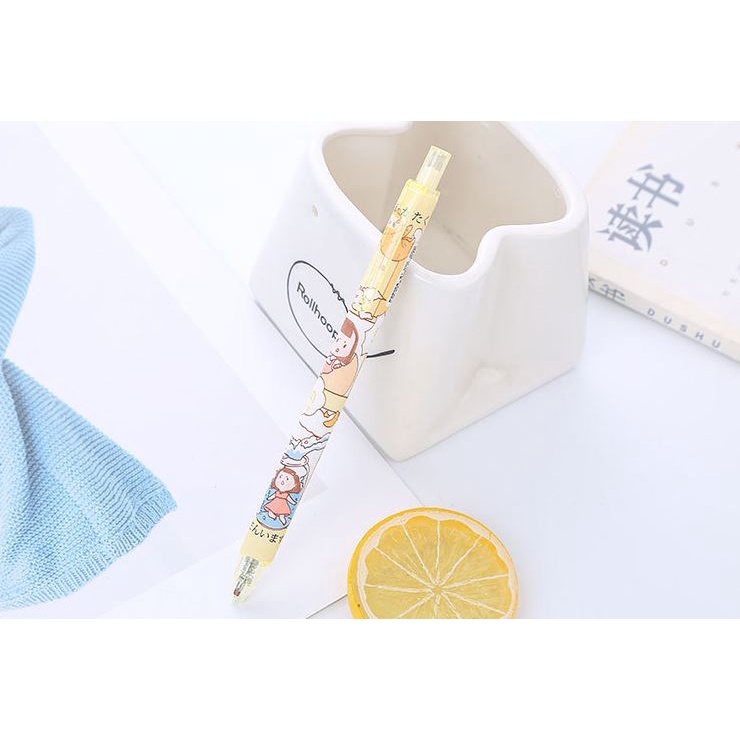 Bút Gel Bấm Hình Cô Gái Mực Đen 0,5mm Dễ Thương H165