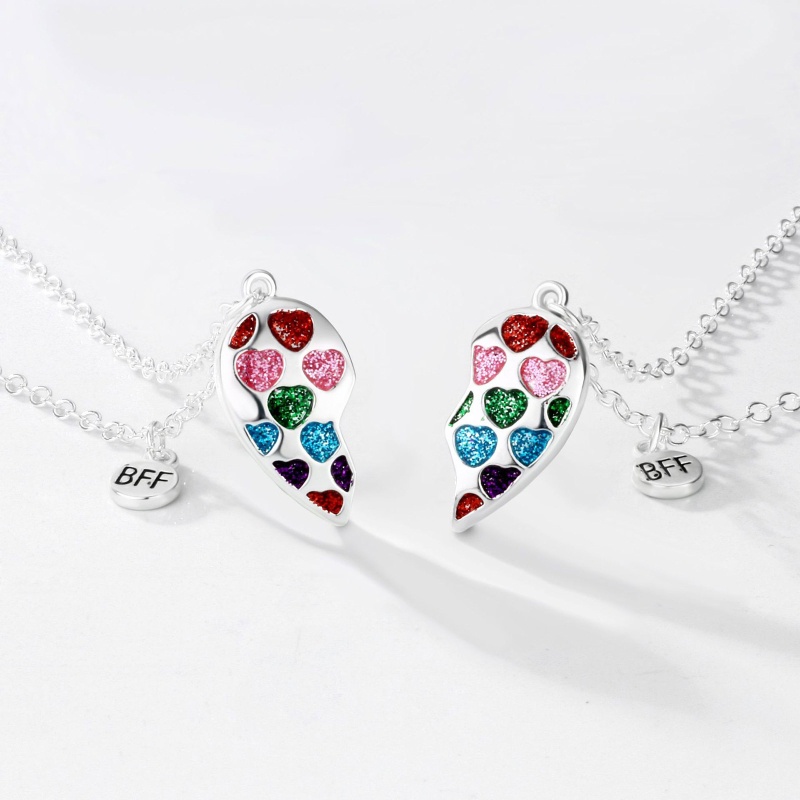 1 Cặp Vòng cổ Tình Bạn Mặt Hình Trái Tim Có Nam Châm Thích Hợp Làm Quà Valentine