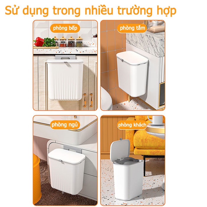 HONGXUAN thùng rác thông minh,treo tường,dung tích 9l,Thùng rác treo tủ bếp,có nắp đậy trượt thông minh,thùng đựng rác