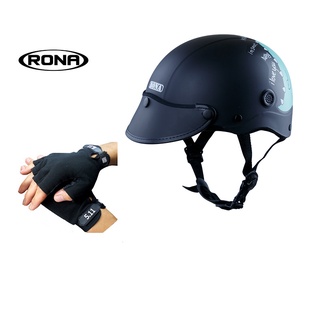 Mũ bảo hiểm nửa đầu rona r6 kèm găng tay 5.11 ngắn ngón