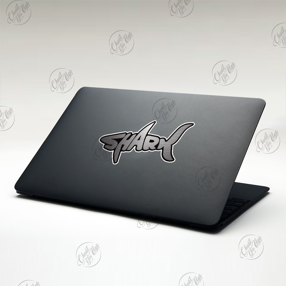 Bộ tem decal chống nước hình dán xe Hàm Răng Cá mập trang trí laptop, vali, tủ lạnh,...