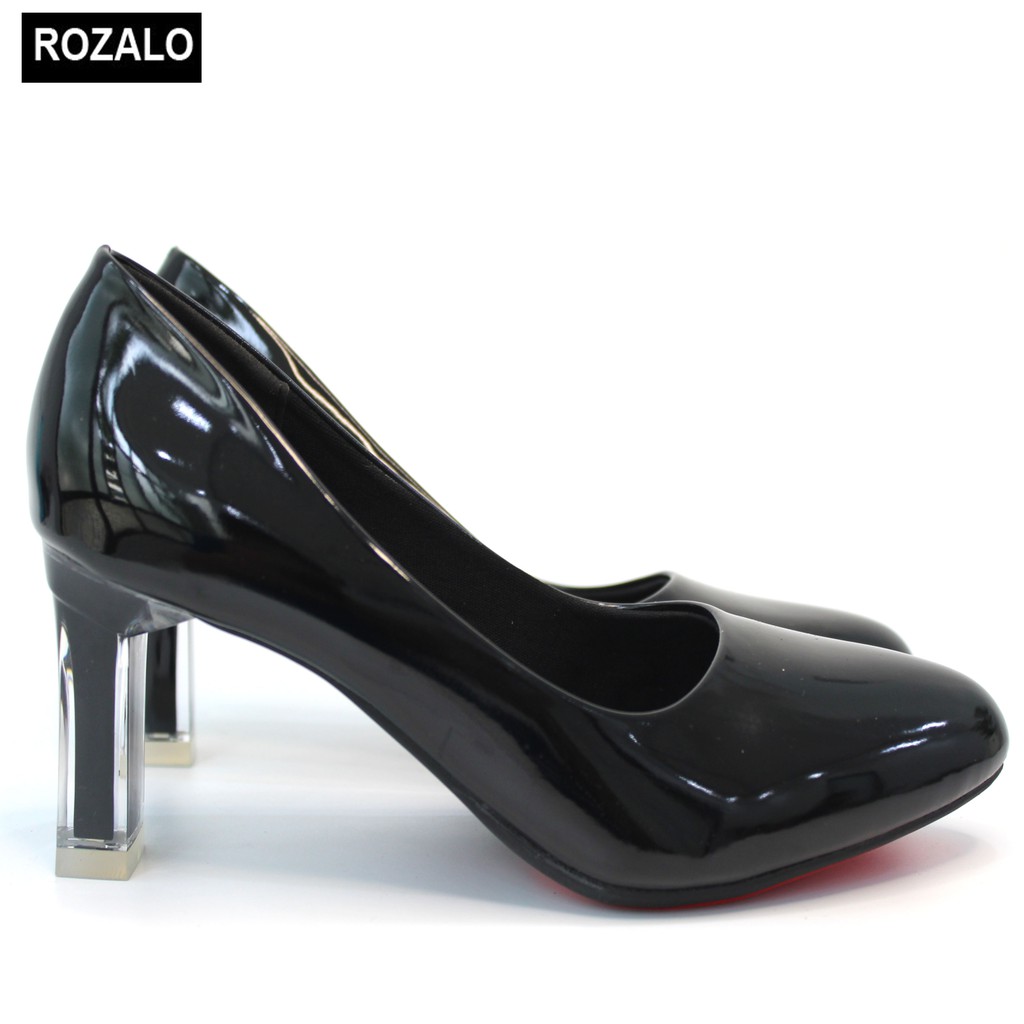 Giày nữ cao gót trong 7P da bóng Rozalo R8817