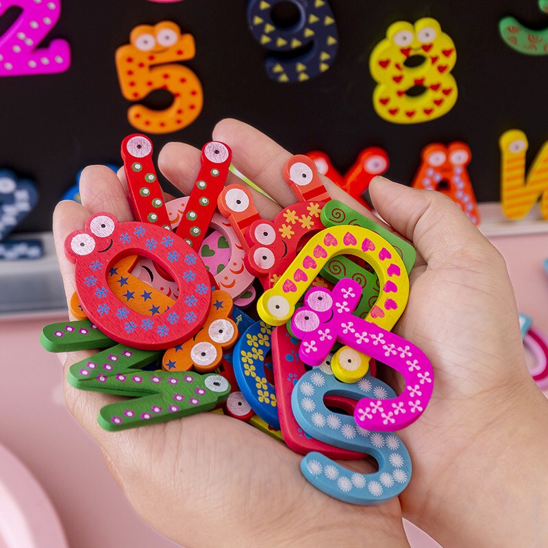 Bộ 26 Chữ Gỗ Tiếng Anh In Hoa Có Nam Châm Cho Bé