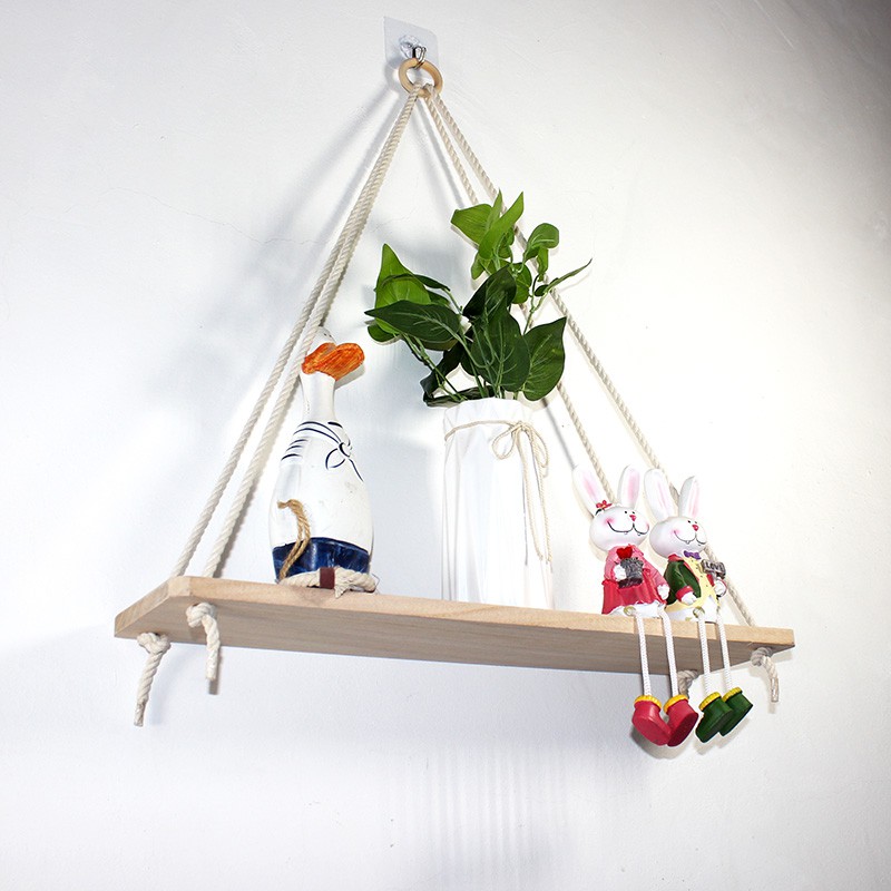 Kệ giá gỗ treo tường gỗ DECOR, TẶNG KÈM dây thừng