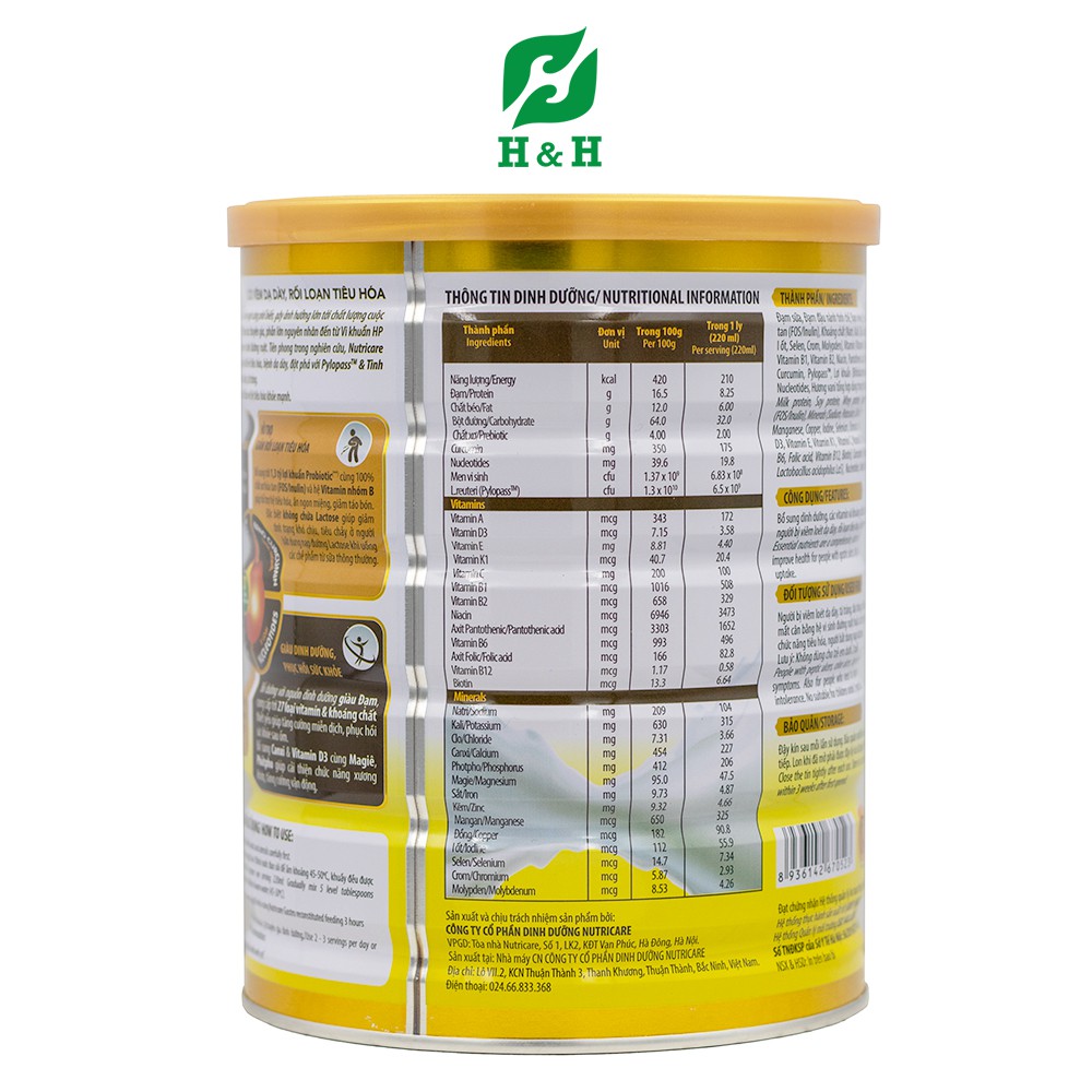 Sữa Bột Nutricare Gastro dinh dưỡng cho người viêm, bảo vệ dạ dày, rối loạn tiêu hóa - 900g/ 400g