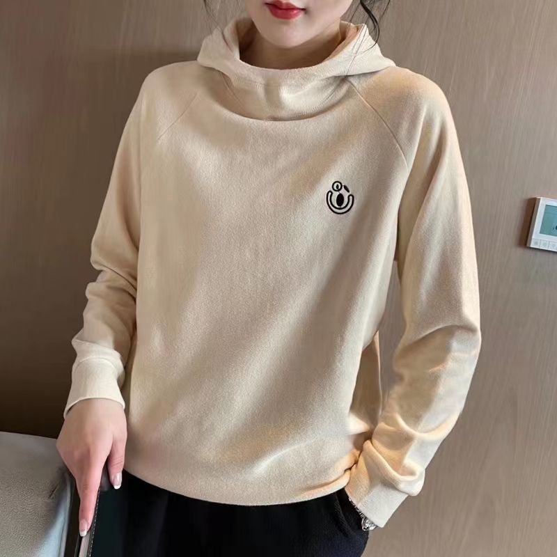 Áo Hoodie Màu Trơn Tay Dài Dáng Rộng Thời Trang Mùa Đông Phong Cách Hàn Quốc Cho Nữ